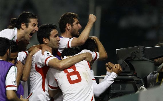 شادی تیم ملی ایران پس از گل قوچان نژاد